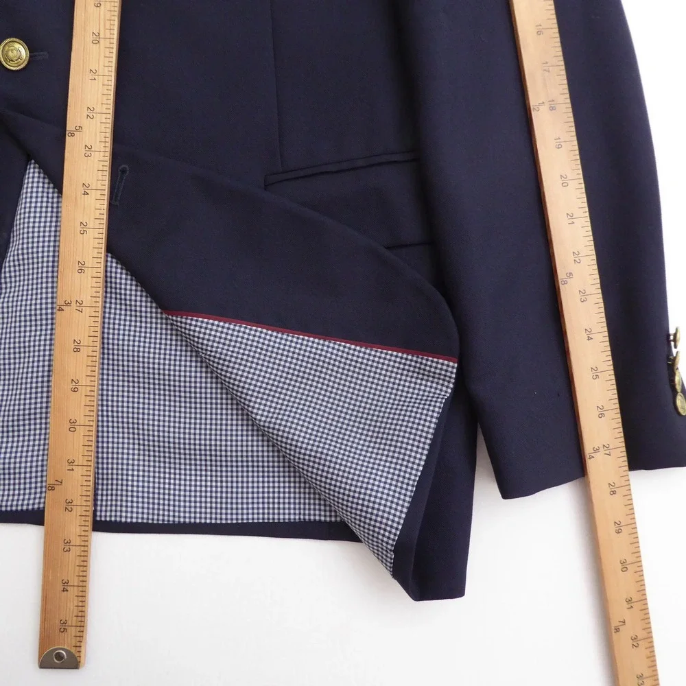 Stafford Mens Blazer Blue Wool Regular Fit 2 Button 48 Long